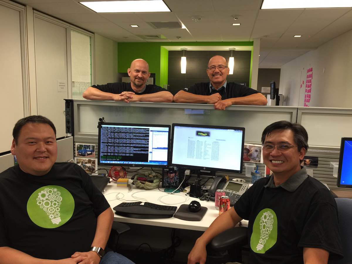 The author (front left) ans his hackathon teammates